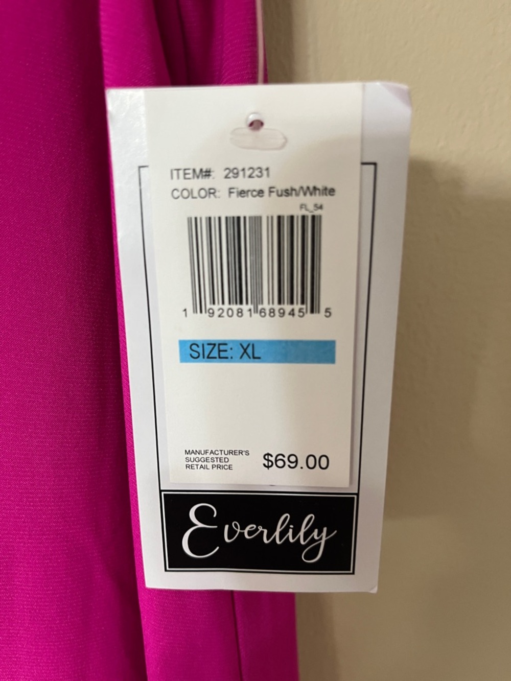 NWT Everlily Fuchsia Sleeveless Midi Dress with White Trim and Ring Zip - Picture 2 of 2